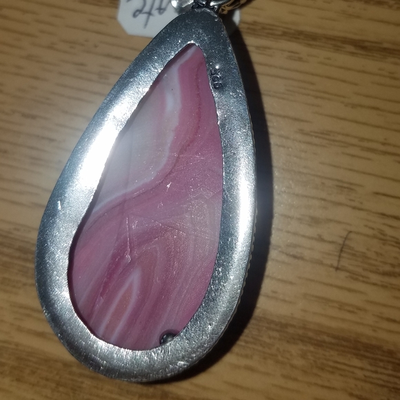 New Pink banded agate pendant Large - Picture 2 of 7